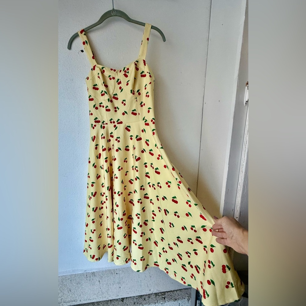 Yellow Cherry-Print Retro Sundress - Picture 7 of 7